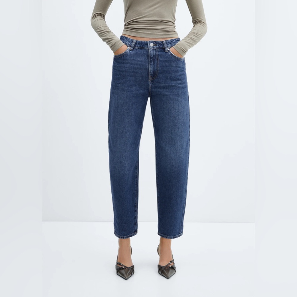 MANGO HIGH-WAIST SLOUCHY JEANS | Dark wash jeans | Balloon Jeans | Size 6 | NWT